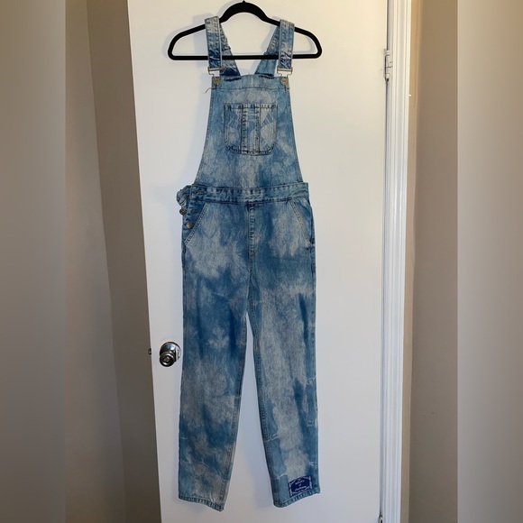 Jeans Custom Bleach Dyed Denim Overalls Runs Larger Perfect Condition